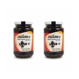 OlivaMira - Portuguese Whole Black Olives - Caliber 261/290 - 350g - 12.35 oz - Product of Portugal - Pack of 2