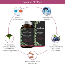 Premium OPC Skin and Cell Protection - With Vitamin C - Only High-Quality OPC Molecules (Dimere Tetrameres) from Spain, High Dose 200 mg/Capsule. Laboratory Tested, No Additives, Vegan.
