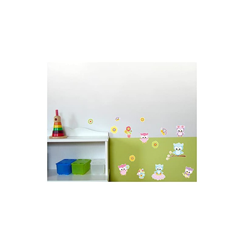 15 Piece Cute Owls Wall Sticker Set for Children's Bedroom