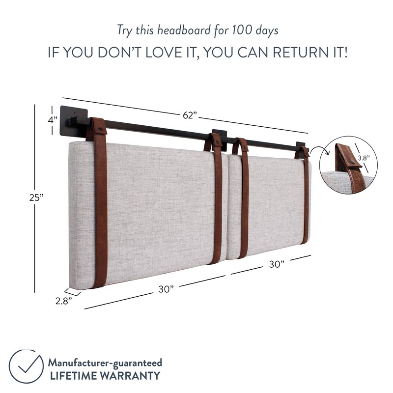 Nathan James Harlow Wall Mount Headboard, Queen, Gray