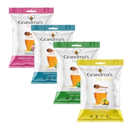 Grandma's For Bees | Old Fashioned Honey Drops – Get Well Soon Gift Pack | 4 Flavours: Mint, Lemon, Eucalyptus, Echinacea | 4 x 80g Bags