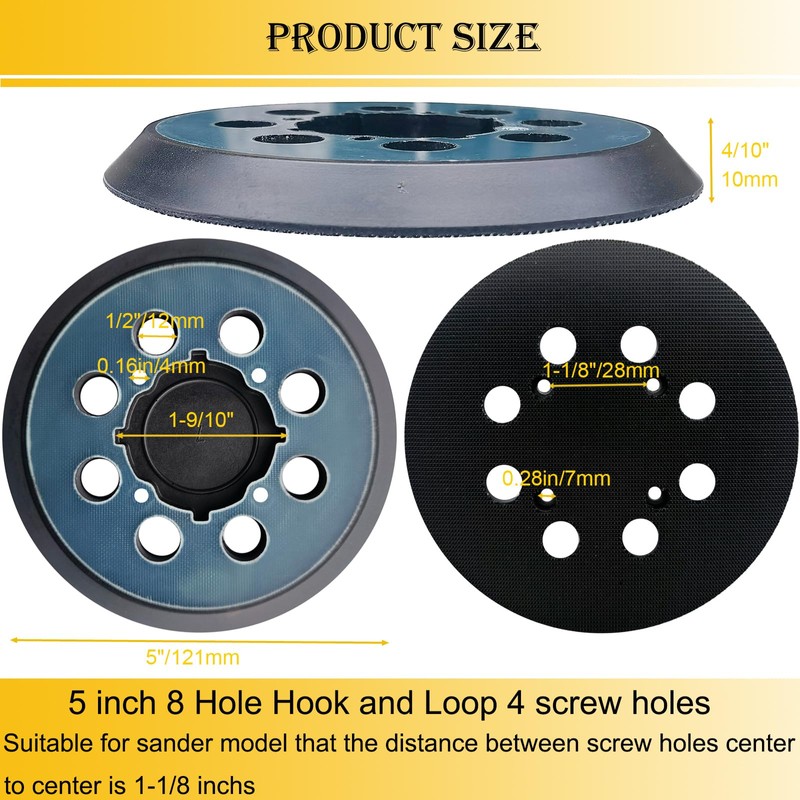 Sander Pad for Dewalt Sander, 5" 8 Hole Hook and
