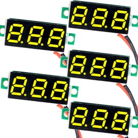 (5 Pack) JacobsParts DC 2.4-30V 2-Wire Voltmeter 3-Digit LED Display Panel Volt Meter Digital Voltage Tester (Yellow)