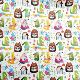 Cotton Fabric - Educated Animals Childrens Craft Fabric Material Metre 44"