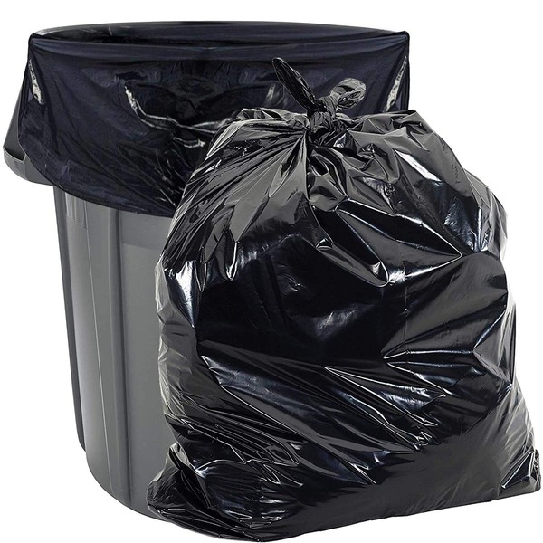 Aluf Plastics 40-45 Gallon Trash Bags (2 MIL - Pack of 50) 40" x 46" - Large Heavy Duty Can Liners - Plastic Black Garbage Bags for Lawn, Leaf, Contractor, Yard, Outdoor use