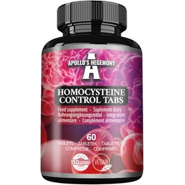Homocysteine Control - B Vitamins Complex - 60 Vegan Tablets | 240 Servings - Homocysteine Metabolism & red Blood Cells - by by Apollo's Hegemony