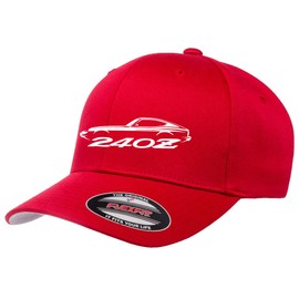 Datsun 240Z Sports Car Outline Design Flexfit 6277 Athletic Baseball Fitted Hat Cap red L/XL