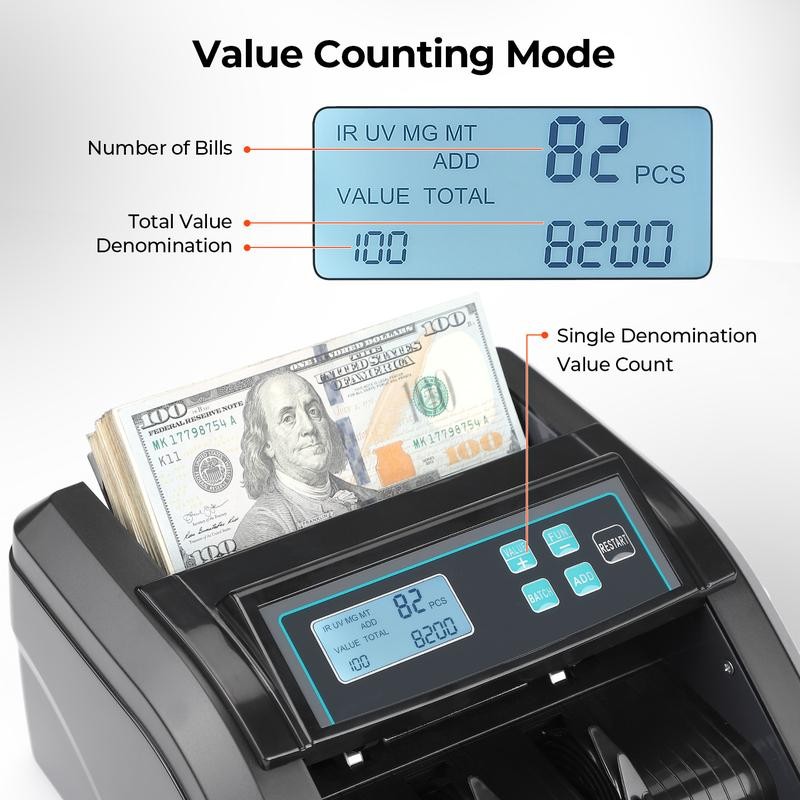 【MUNBYN IMC51 Money Counter Machine Count Value】Add+Batch/Add+ Value Mode Bill