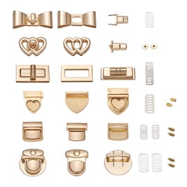 PandaHall Pack of 6 Alloy Twist Lock Bag Closure Bowknot Heart Square Rectangular Flower Purse Push Lock Handbag Twist Lock Buckle Clasps for Shoulder Bag Accessories