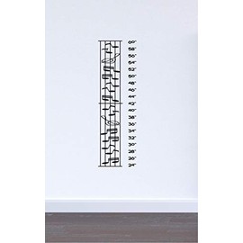 Music Growth Chart Wall Decal Sticker 11" Wide x 36" Tall Matte Black Color
