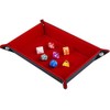 SIQUK Double Sided Dice Tray Folding Rectangle PU Leather and Burgundy Velvet Dice Holder