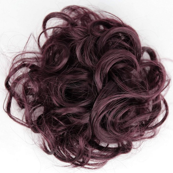 PRETTYSHOP Scrunchy Bun Up Do Hair piece Hair Ribbon Ponytail Extensions Wavy Messy burgundy red # 99jA G20A
