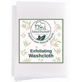 Natural Elephant Exfoliating Washcloth - Pearl White Japanese Shower Scrubber for Body - Single Washcloth for Gentle Skin Exfoliation