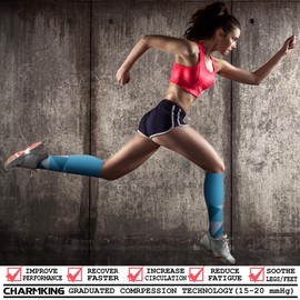 CHARMKING Compression Socks for Women & Men Circulation (3 Pairs) 15-20 mmHg is Best Athletic for Running, Flight Travel, Support, Cycling, Pregnant - Boost Performance, Durability (L/XL,Multi 69)