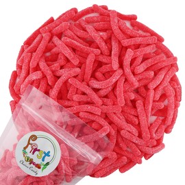 FirstChoiceCandy Sweet & Sour Gummy Worms, Multi Flavors and Solid Colors (2 Pound, Sour Red Strawberry)