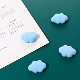 4Pcs Set Blue Fridge Magnet Cartoon Cute Cloud Shape Fridge Magnets Office Cloud Shape Whiteboard Magnets Resin Refrigerator Magnets Home Decoration Refrigerator Magnets