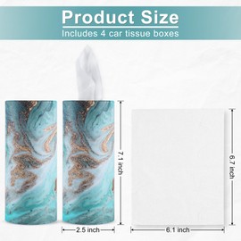 SINGARO Car Tissue Holder, 4 Pack Car Cup Holder Facial Tissues with Travel Tissue Bag, Quick and Convenient Flower Combination Car Tissue Box(4 Canisters/200 Tissues) Green