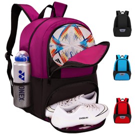 Hsmihair Soccer Bag&Soccer Backpack&Backpack for Football Volleyball Basketball,Sport Equipment Bags with Shoe compartment. (Purple)