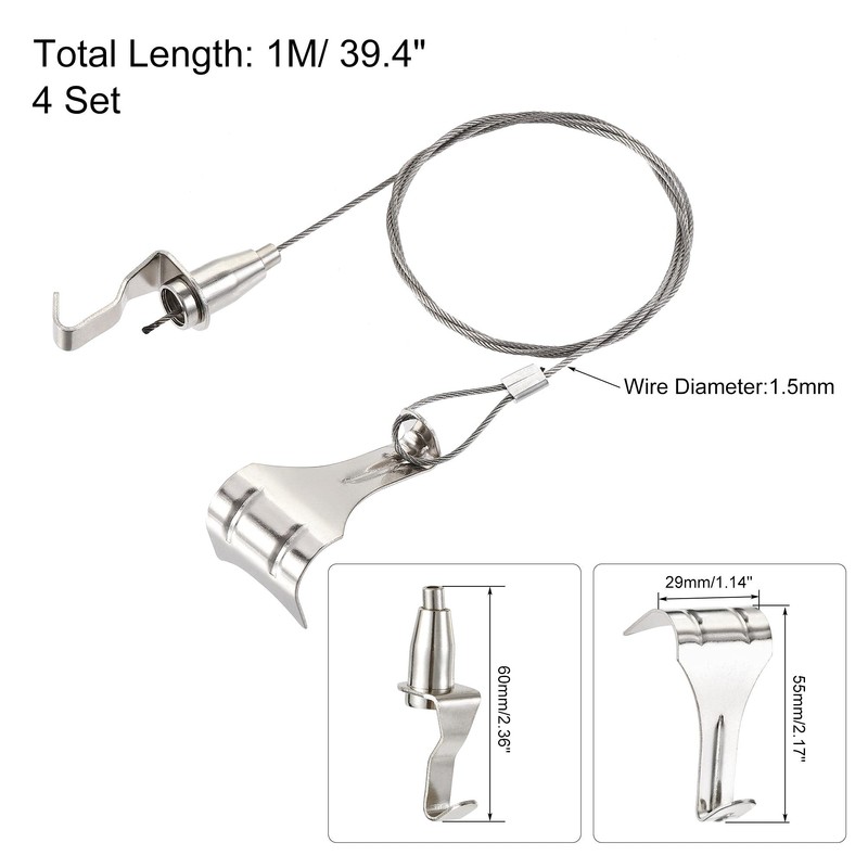 sourcing map Picture Hanging Wire Kit, 4Set 1M Hanging Wire