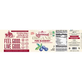 Lakewood Organic PURE Blueberry Juice, 32 Fl Oz (Pack of 6)