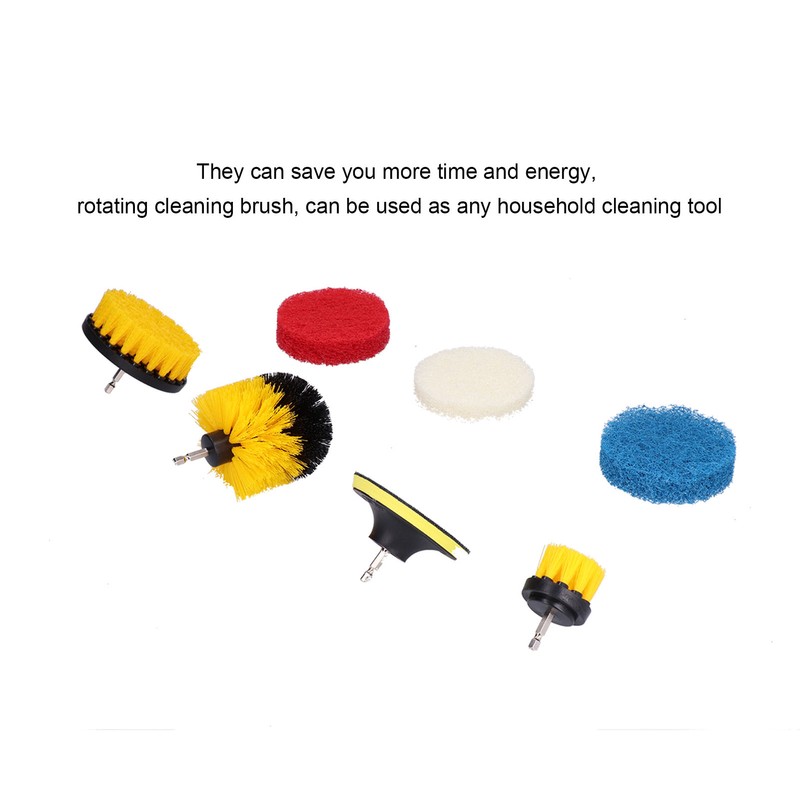7PCS Drill Brush Scrub Pads Scouring Pad Cleaning Kit for