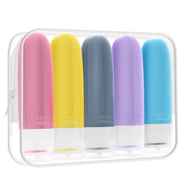 5 Reiseflaschen für Toilettenartikel – Kürbisform, TSA-Flüssigkeitsbehälter, auslaufsicher, Silikon, zum Befüllen von Shampoo, Conditioner, Lotion, Reiseutensilien/Zubehör (90 ml)