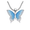 Yafeeso Diamond Blue Butterfly Necklace for Women 925 Sterling Silver