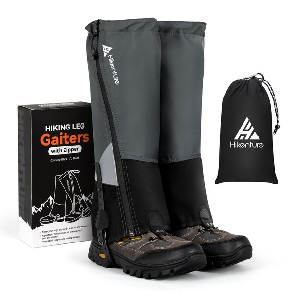 Hikenture Gaiters for Hiking Waterproof, Leg Gaiters with Upgraded Zipper Design, Lightweight Shoe Gaiters for Men Women, Dirt-Proof Ripstop Hiking Gaiters, Breathable Boot Gators for Hunting
