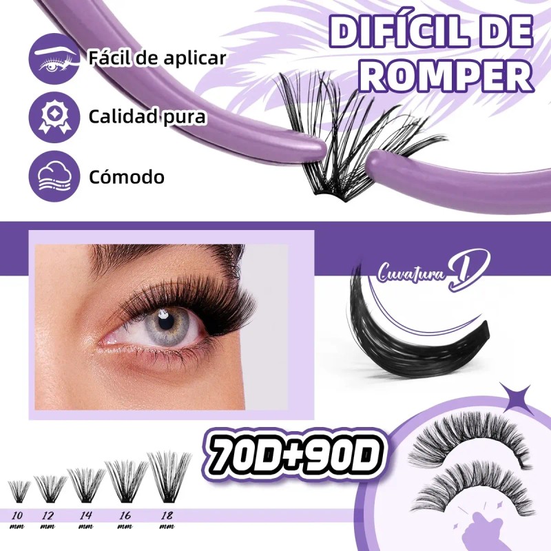 Kit De Extensiones De Pestañas Súpersuave Bq Lash 70d+90d