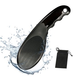Nano-Glass Foot File Foot Callus Remover with Glass Etching Technology Portable Handheld Sized Foot Scraper for Cracked Heel for Wet and Dry Feet (Mysterious Black)