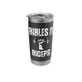 Bibles and Biceps barbell Christian Workout dumbbell fitness Stainless Steel Insulated Tumbler