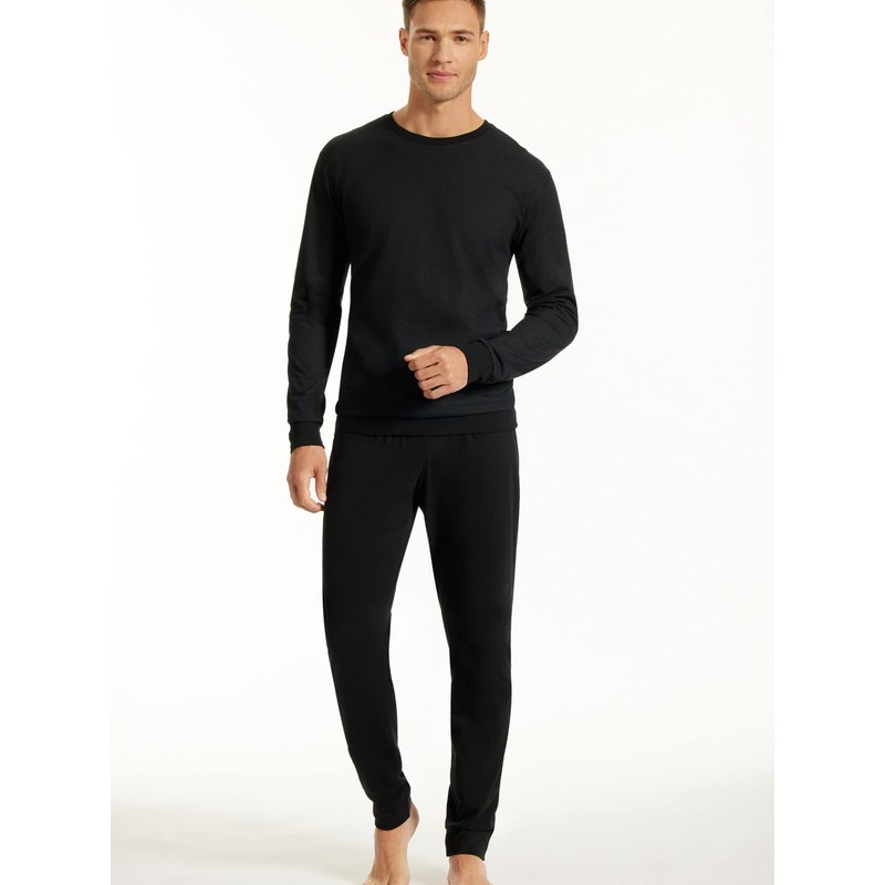 Uncover by Schiesser Men's Long Pyjamas, black