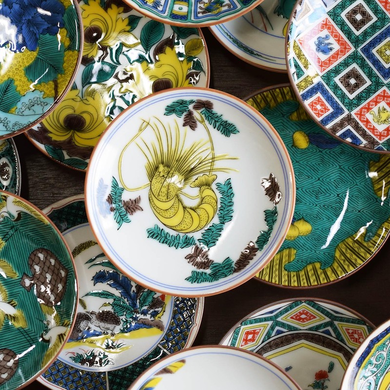 Stylish Kutani Ware Dish, Specialty, Bean Plate, Old Kutani Color