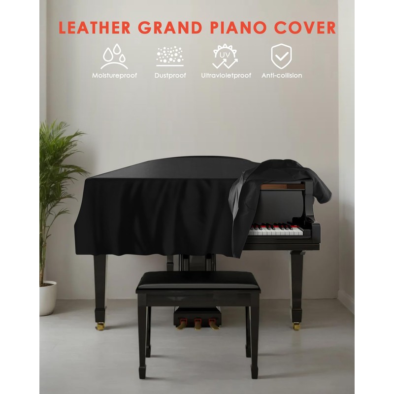 TINDTOP Grand Piano Cover, Leather Waterproof Dustproof Baby Piano Cover