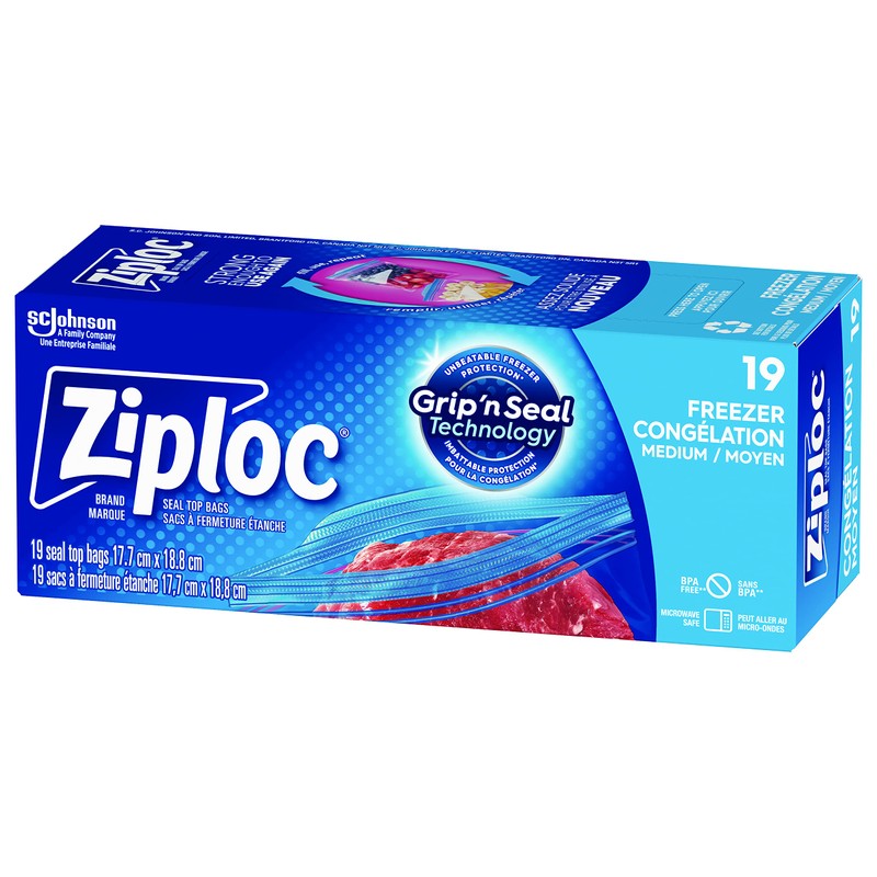 Ziploc Medium Food Storage Freezer Bags, Grip 'n Seal Technology