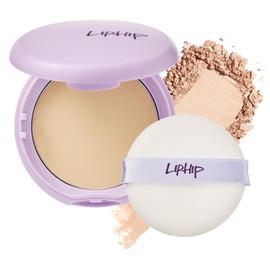 LIPHIP Blur Powder Pact - Pressed Powder Compact with Mirror and Puff Makeup Setting, Blurs Fine Lines & Imperfections, All Day Wear, Perfect for On The Go, Face Sebum Oil Control (03.Natural, One)