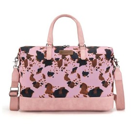 Wrangler Travel Duffle Bag for Women Oversized Cow Print Weekender Bag Overnight Bag - Color: Pink