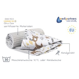 Medi Partners Crawling Blanket for Baby 100% Cotton Waffle 75 x 100 cm Thin without Filling Double-Sided Multifunctional Cuddly Blanket Soft Delicate