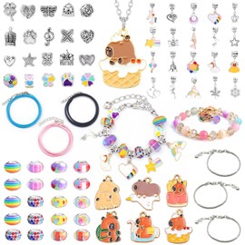 Rinziigo Capybara Kawaii Charm Bracelet Making Kit, Animal Jewelry Making Supplies Beads, Cute Crafts Gifts Set for Woman