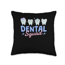 Orthodontist Doctor & Dental Hygienist Designs Squad, Tooth Dentist and Dental Team Throw Pillow, 16x16, Multicolor
