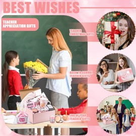 Didaey 9 Pcs Teacher Appreciation Gifts Set Thank You Teacher Ideas Gifts Best Teacher Retirement Appreciation Gifts Funny Birthday Gifts for Teachers' Day Back to School Graduation(Pink)