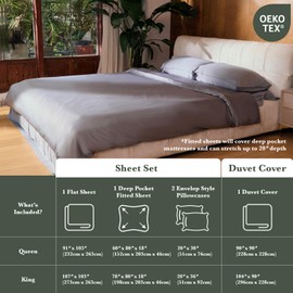 KOSMU 100% Bamboo Viscose Bedding (Duvet Cover/Ice Grey, Queen)