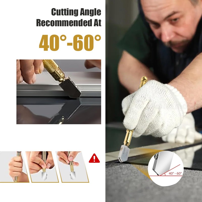 Glass Cutter with Golden Handle - Portable, Easy to Store,