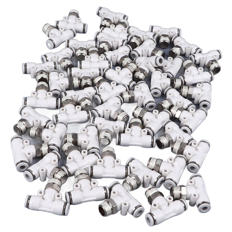 50PCS PT1/4 Hose Connectors PU Nylon Tubing T Shaped Tee