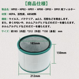 Dyson Air Purifier for Dyson Fans HP03 HP02 HP01 HP00 DP03 DP01 Replacement Filter with Air Purifier Pure Hot + Cool Link Compatible with Antimicrobial Filter Deodorizing Filter Dust Collector Filter 3 in 1 Pack