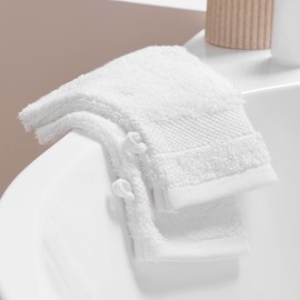 Douceur d'Intérieur, Elegance White 100% Cotton Plain Wash Cloths (15 x 21 cm)