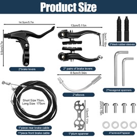 Complete Bike Brake Cables, Universal Bicycle Brake Cable Set, Black Brake Cables for Bicycles, Bike Brake Shifter Cable Kit, Bicycle Inner Cable Set for Mountain Road Bikes