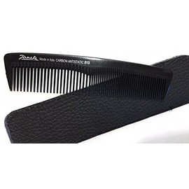 niavida Jäneke 55813 Carbon Comb Pocket Comb 5 1/2 Inch with Real Leather Case in Black