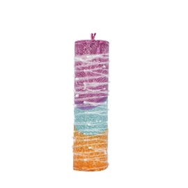 SHALHEVET LIGHT Safed Candle Company Tall Pillar Havdalah Candle Hand Dipped Made in Israel (Twilight Pink Blue Orange)
