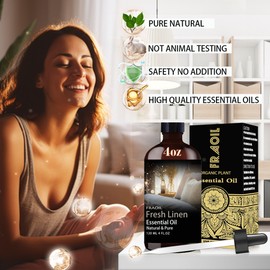 Fresh Linen Essential Oil, Fresh Linen Oil 4 Fl Oz 120ML for Diffuser Humidifier Yoga Cleaning DIY Candle Soap Making Perfume Gift for Women Fragrance Oils